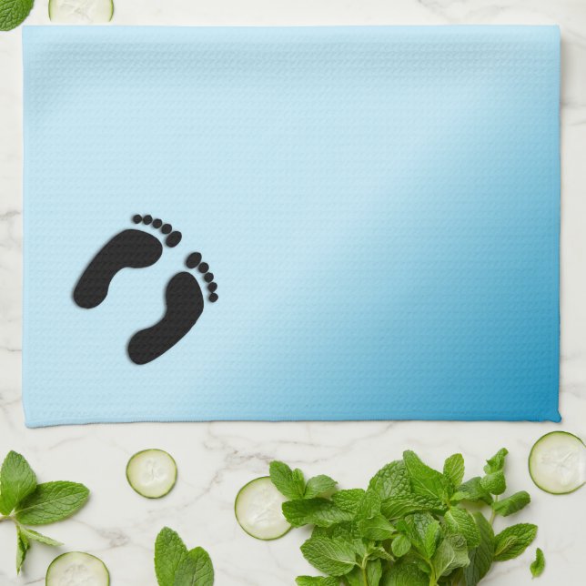 Bare Footprints Blue Geschirrtuch (Gefaltet)