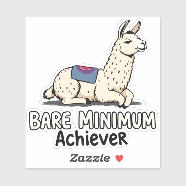 Bare Minimum Achiever Funny Llama Lazy Humor  Aufkleber (Blatt)