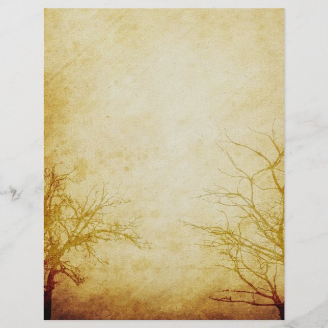 Bare Tree Branches Teasing Aged Paper Scrapbook (Vorderseite)