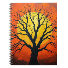 Bare Tree In Shadow With The Sun Notebook Notizblock