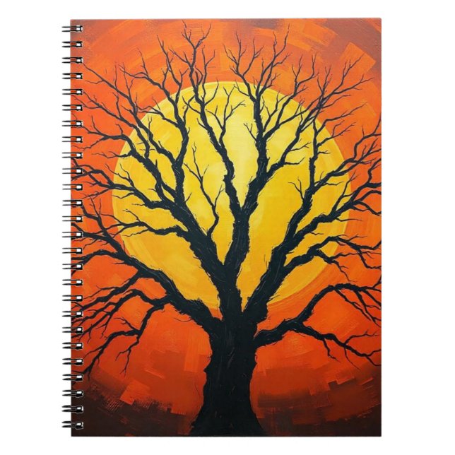 Bare Tree In Shadow With The Sun Notebook Notizblock (Vorderseite)