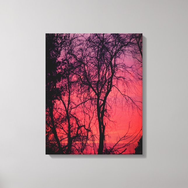 Bare Trees Sunrise Wrapped Canvas Leinwanddruck (Vorderseite)