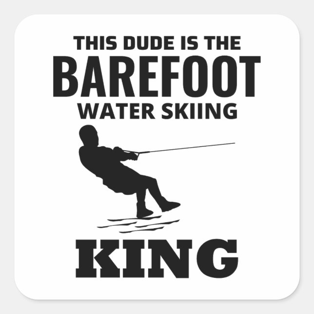 Barefoot Barefooting Ski Wassersport Motorboot Quadratischer Aufkleber (Vorderseite)