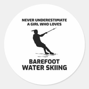 Barefoot Barefooting Ski Wassersport Motorboot Runder Aufkleber