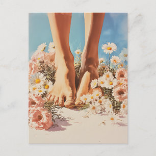 Barefoot Blooms Summer Art Postkarte