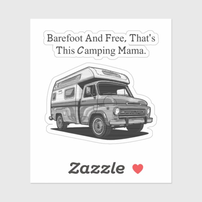 Barefoot Free Camping Mama Wild Heart Nature Lover Aufkleber (Blatt)
