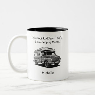 Barefoot Free Camping Mama Wild Heart Nature Lover Zweifarbige Tasse