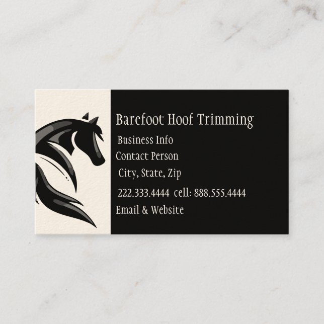 Barefoot Hoof Trimming Schwarz-weiß Classic Visitenkarte (Vorderseite)