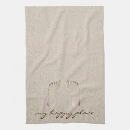 Barefoot Prints in Beach Sand Geschirrtuch