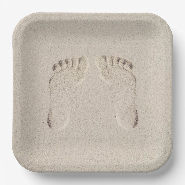 Barefoot Prints in Sand Pappteller (Vorderseite)