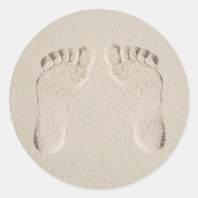 Barefoot Prints in Sand Runder Aufkleber (Vorderseite)