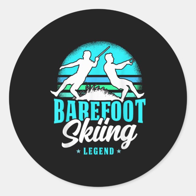 Barefoot Skiing Legend Retro Style Water Sport Ski Runder Aufkleber (Vorderseite)