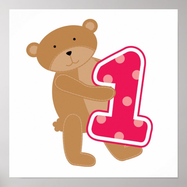 Bären 1. Geburtstag T - Shirt und Geschenke Poster (Vorne)
