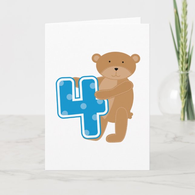 Bären 4. Geburtstag - Hemden und Geschenke Karte (Vorderseite)
