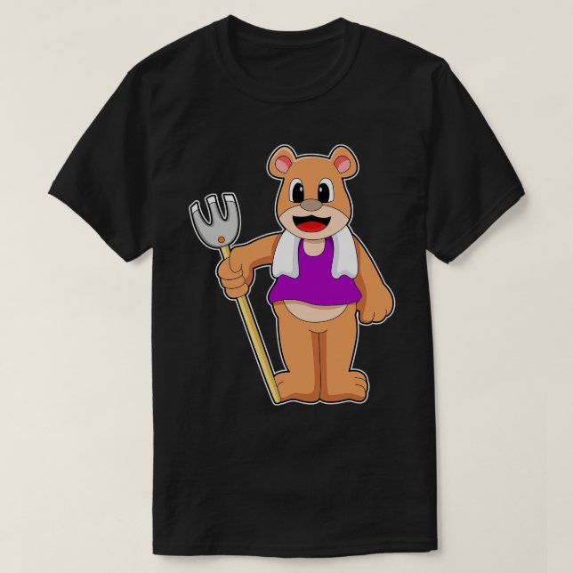 Bären als Bauer mit Rake T-Shirt (Design vorne)