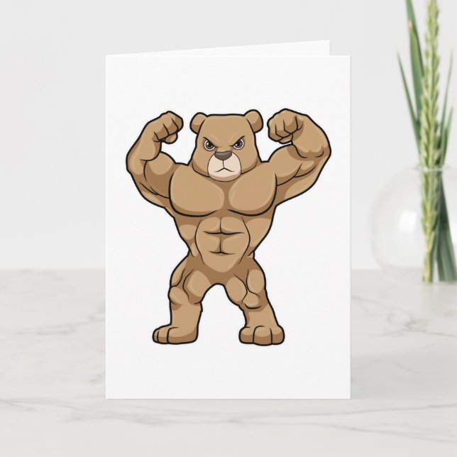 Bären als Bodybuilder mit großen Muskeln Karte (Vorderseite)