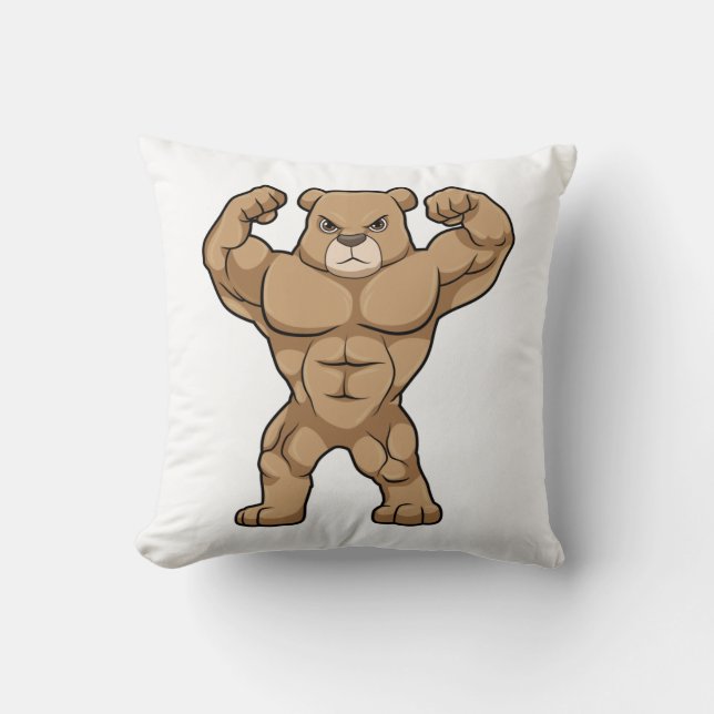 Bären als Bodybuilder mit großen Muskeln Kissen (Vorderseite)