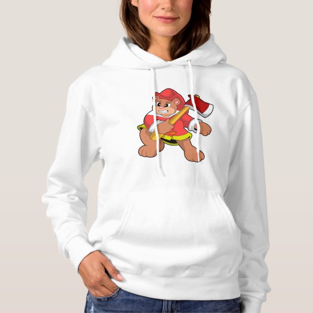 Bären als Feuerwehrmann mit Ax Hoodie (Vorderseite)