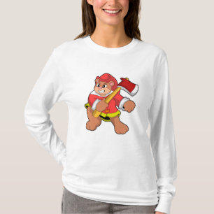 Bären als Feuerwehrmann mit Ax T-Shirt
