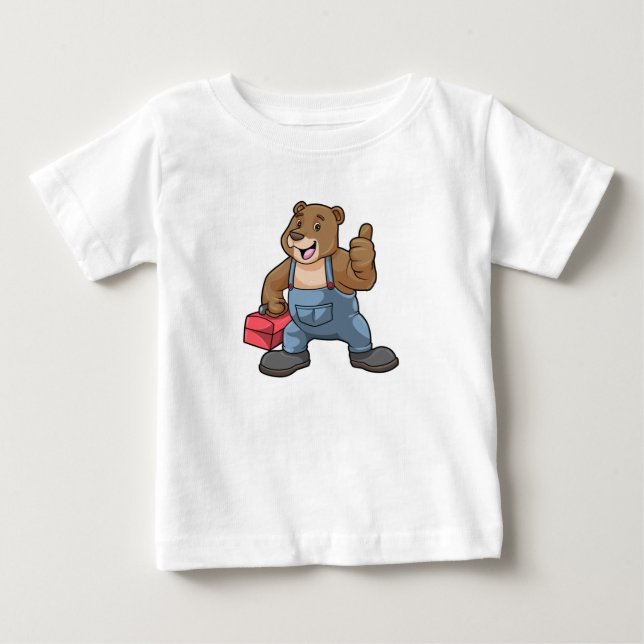 Bären als Handwerker mit Werkzeugkasten Baby T-shirt (Vorderseite)