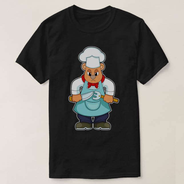 Bären als Koch mit Knife Fork T-Shirt (Design vorne)