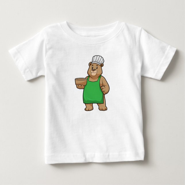 Bären als Koch mit Kochen Schürze & Bowl Baby T-shirt (Vorderseite)