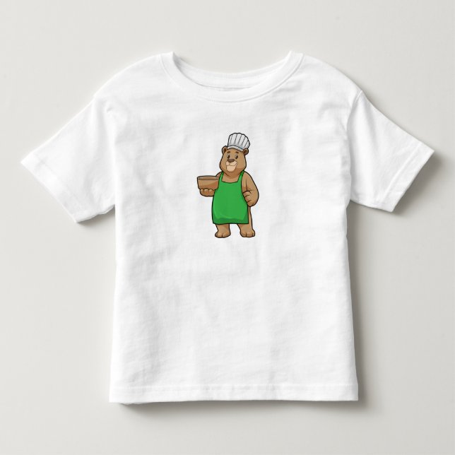 Bären als Koch mit Kochen Schürze & Bowl Kleinkind T-shirt (Vorderseite)