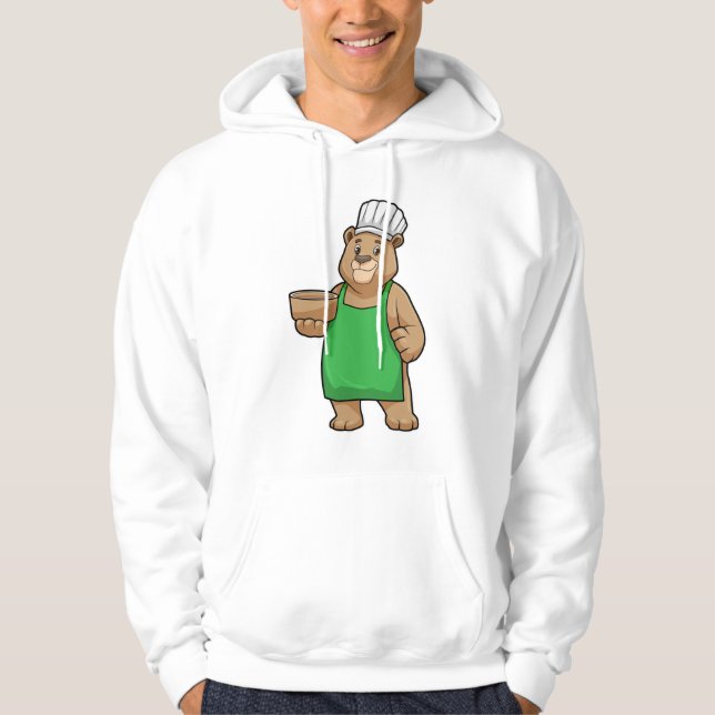 Bären als Koch mit Kochen Schürze & Holzschüssel Hoodie (Vorderseite)