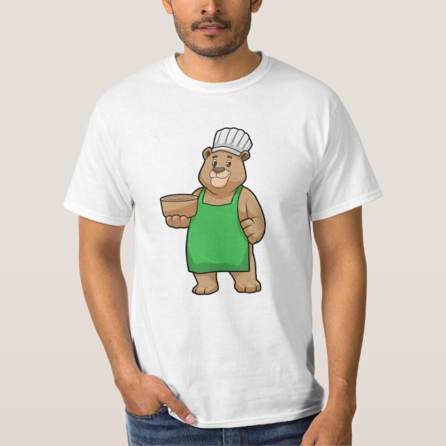 Bären als Koch mit Kochen Schürze & Holzschüssel T-Shirt (Vorderseite)
