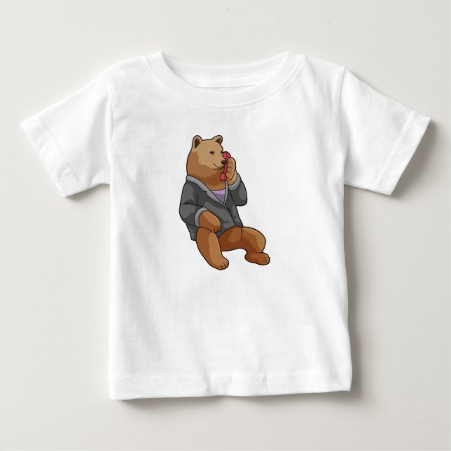 Bären als Sekretär mit Telefon Baby T-shirt (Vorderseite)