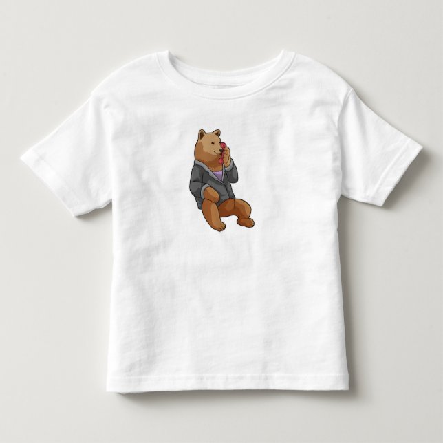 Bären als Sekretär mit Telefon Kleinkind T-shirt (Vorderseite)