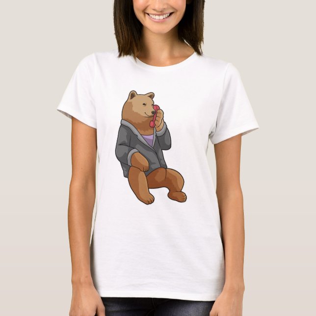 Bären als Sekretär mit Telefon T-Shirt (Vorderseite)