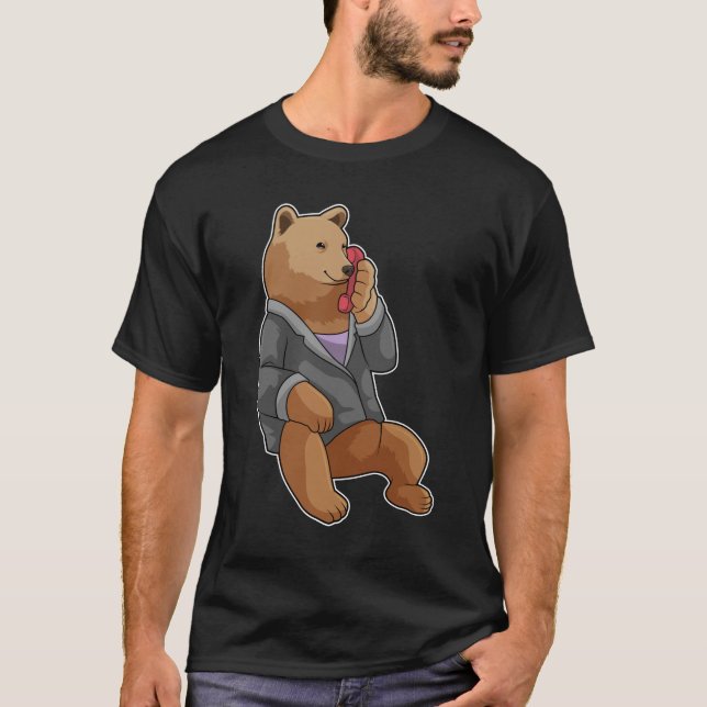 Bären als Sekretär mit Telefon T-Shirt (Vorderseite)