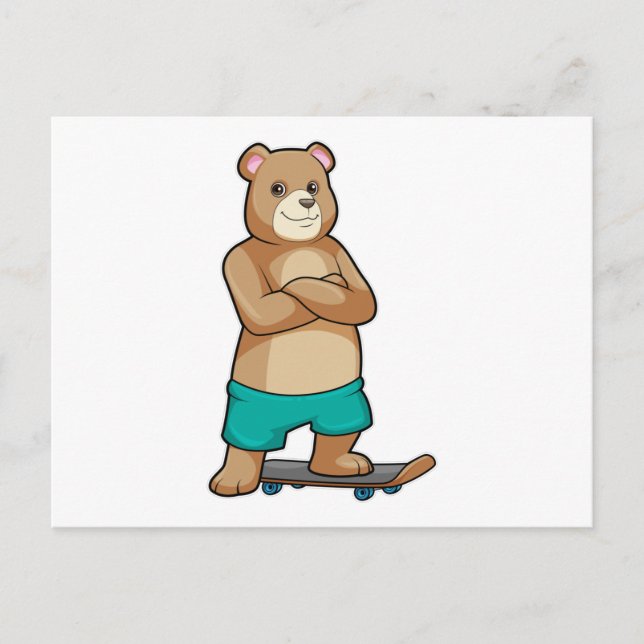 Bären als Skater mit Skateboard Postkarte (Vorderseite)