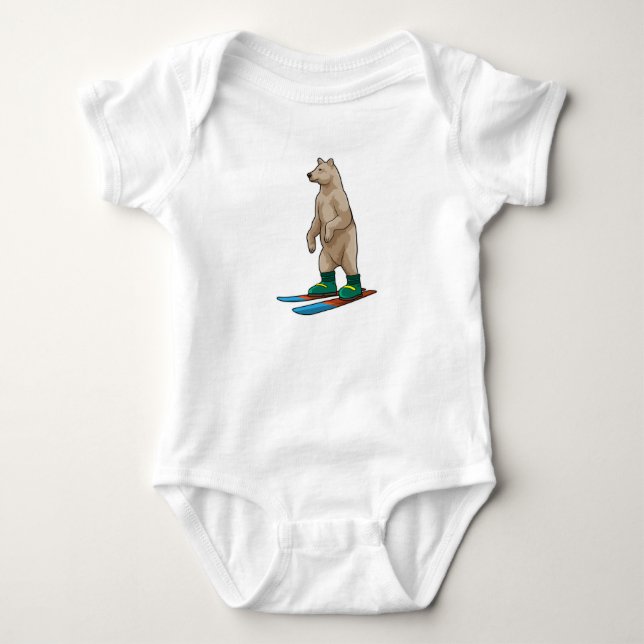 Bären als Skifahrer mit Ski Baby Strampler (Vorderseite)