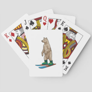Bären als Skifahrer mit Ski Spielkarten
