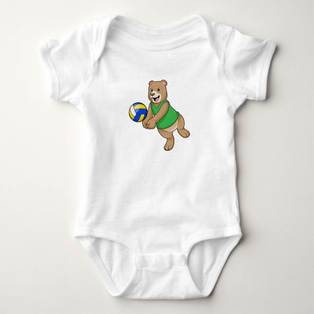 Bären als Volleyballspieler mit Volleyball Baby Strampler (Vorderseite)