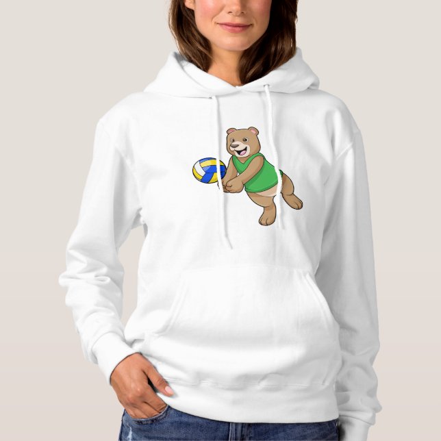 Bären als Volleyballspieler mit Volleyball Hoodie (Vorderseite)