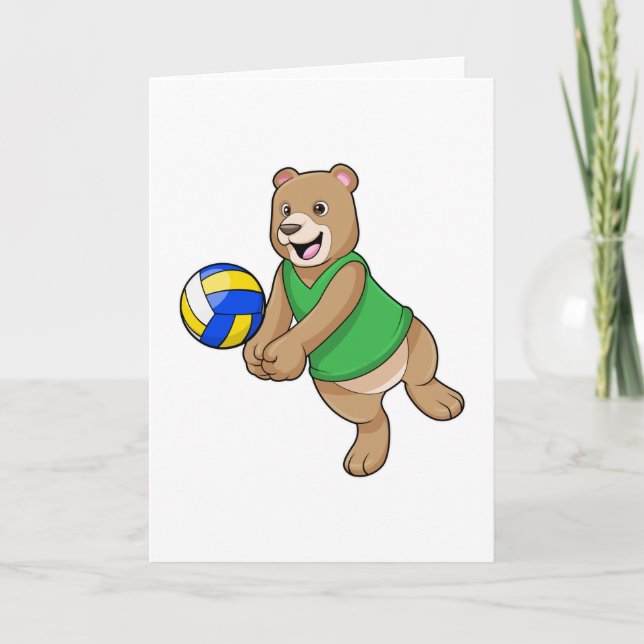 Bären als Volleyballspieler mit Volleyball Karte (Vorderseite)