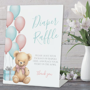 Bären-Baby-Party-Windel-Raffel Sockelschild