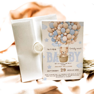 Bären Ballons können Baby Boy Shower kaum erwarten Einladung