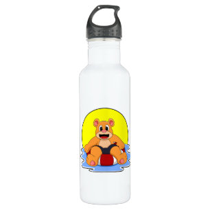 Bären beim Schwimmen mit Swim-Ring Edelstahlflasche