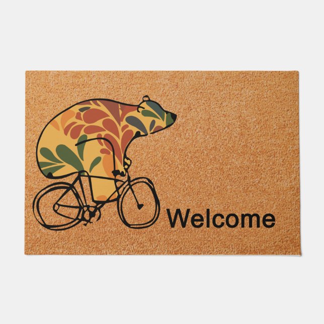 Bären Bike Doormat Geschenk, Sonnenbär Außenmatte Fußmatte (Vorderseite)