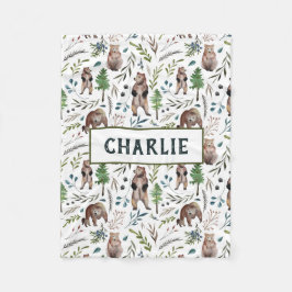 Bären, Blätter und Bäume Personalisiert Blanket Fleecedecke