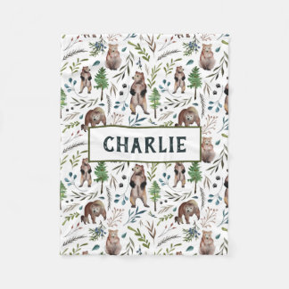 Bären, Blätter und Bäume Personalisiert Blanket Fleecedecke