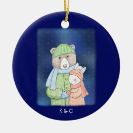 Bären & Bunny Sweet Rabbit und Bärenkupplung Custo Keramik Ornament
