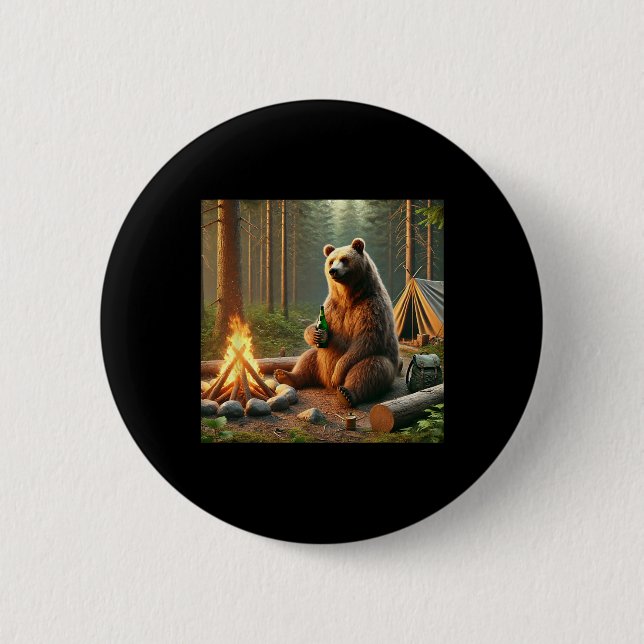 Bären Camping  Button (Vorderseite)