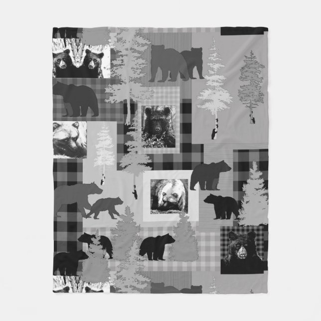 Bären-Collage Fleecedecke (Vorderseite)