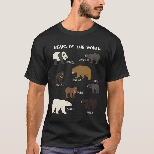 Bären des Grizzly Bear Panda Black Polar T-Shirt (Vorderseite)