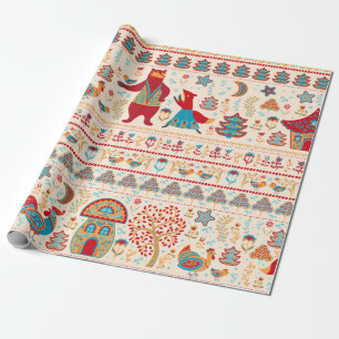 Bären, Fuchs, Hähnchen und Huhn mit Huhn, Feen ode Geschenkpapier